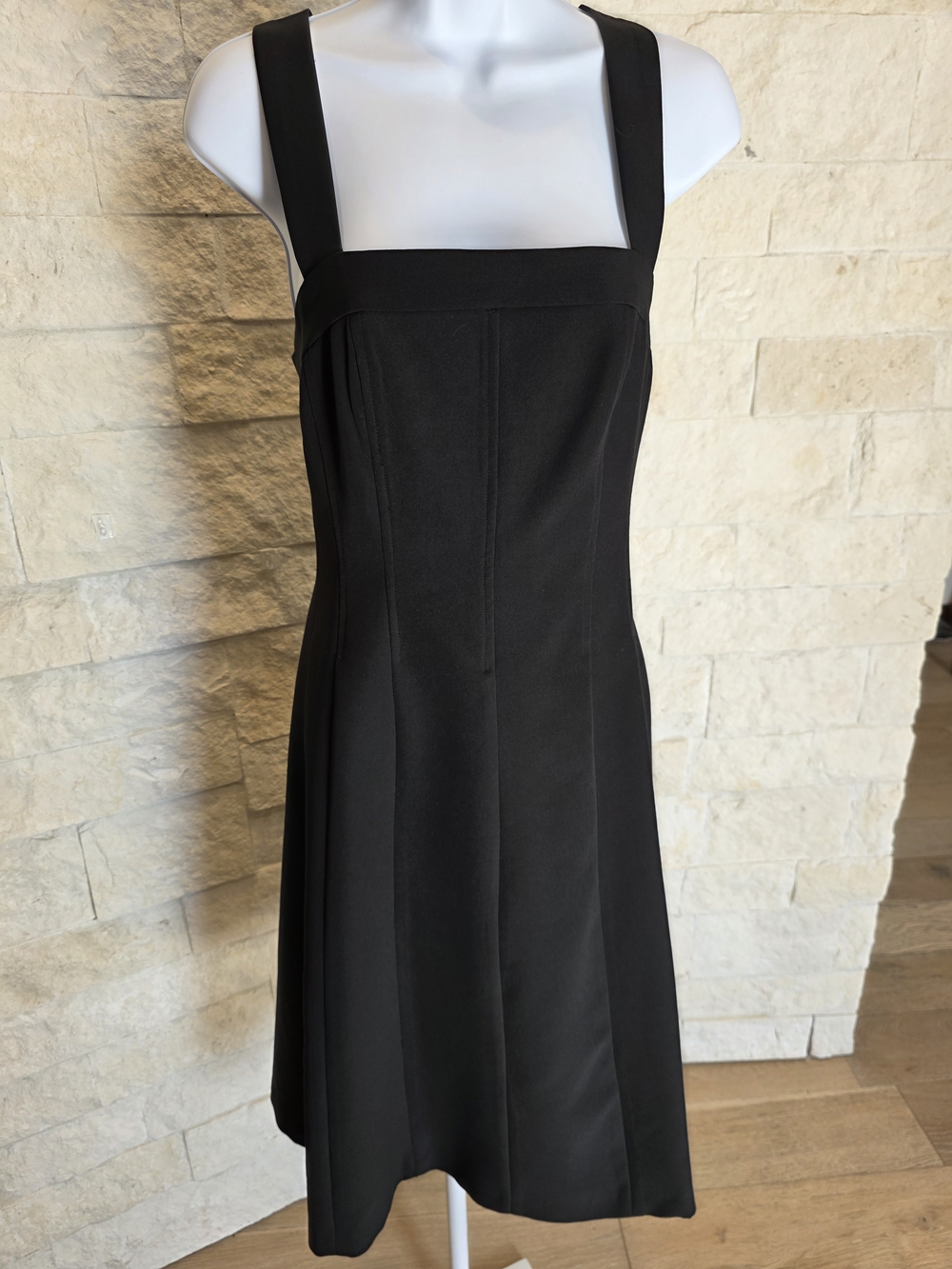Gianni Bini Classic Black Square-Neck A-Line Dress With Cross Back